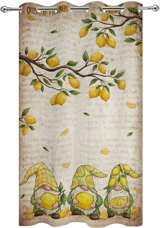 Summer Gnome Outdoor Curtains for Patio Gnome Lemon Leaf Vintage Waterproof - Image 9