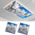 2 Pack White Cherry Blossom Decorative Ceiling Light Covers, Magnetic 4x2 Ft by AOHMPT