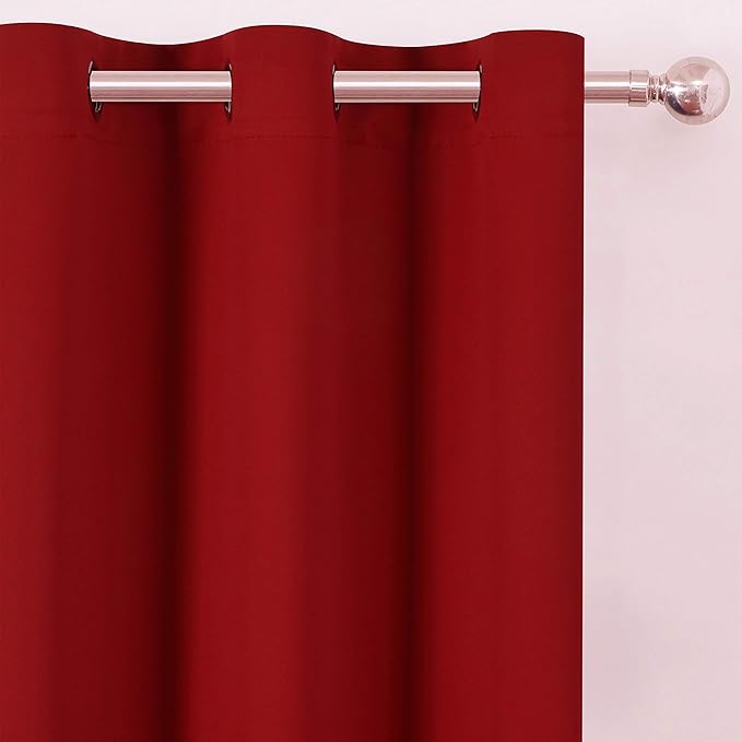 LEMOMO Blackout Curtains 66 x 95 inch/Red Curtains Set of 2 Panels/Thermal Insulated Room Darkening Bedroom Curtains
