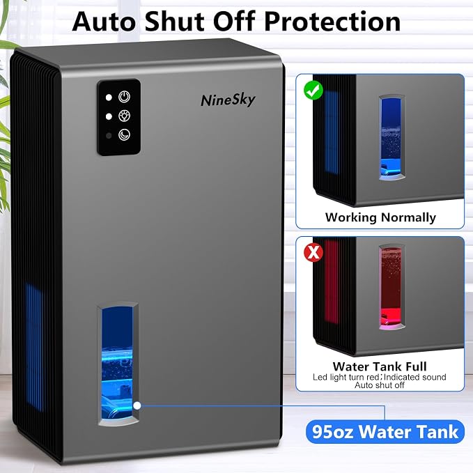 NineSky Dehumidifiers for Home, 1000 Sq.Ft Dehumidifier - Image 5