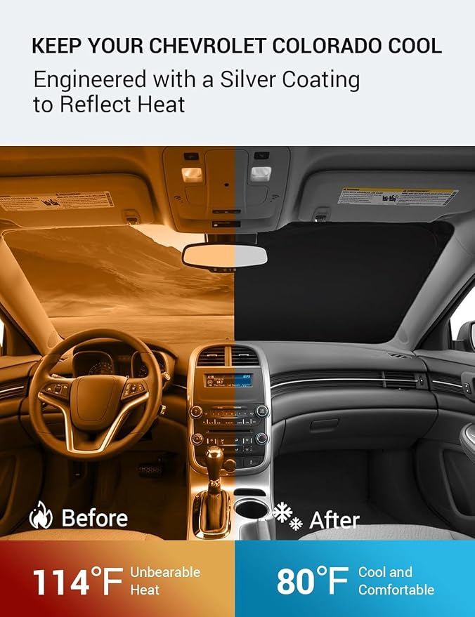Proadsy 2026 Upgrade Windshield Sun Shade Custom Fit 2013-2015 Malibu Foldable - Image 3