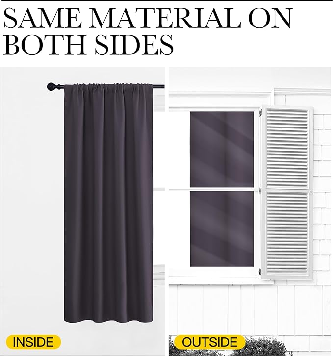 NICETOWN RV Blackout Curtains for Camper Windows, Greyish Purple, 42" x 36", Set of 2, Kitchen Curtains, Short Blackout Drapes, Thermal Insulated Rod Pocket Window Treatment Draperies for Nursery