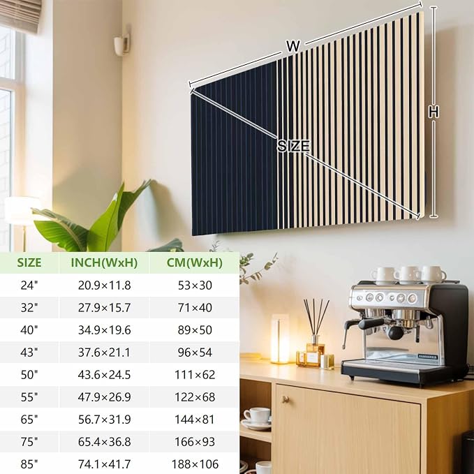 Deep Blue Line Color Block Indoor TV Cover, Elastic TV Screen Protector Modern - Image 3
