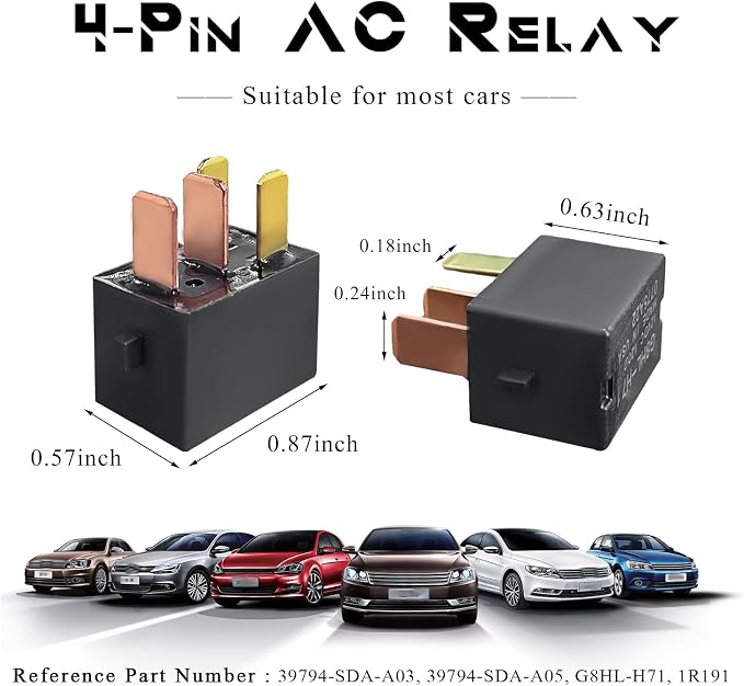 Yourkar 4 PCS Car AC Relay, G8HL-H71-12VDC 4 Pins AC and Starter Relays - Image 2