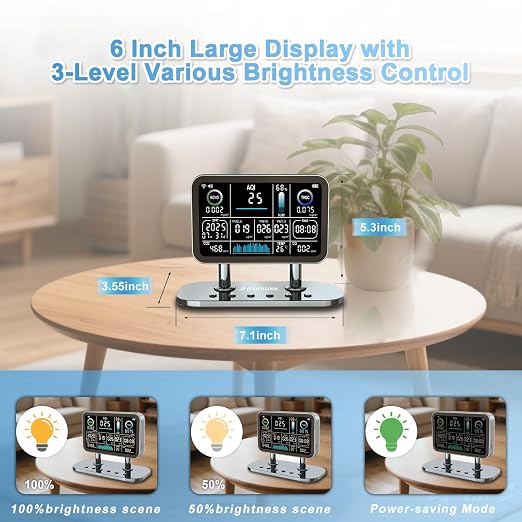 Air Quality Monitor Indoor, 16 in 1 Smart Air Quality Monitor 6" Indoor Air - Image 8
