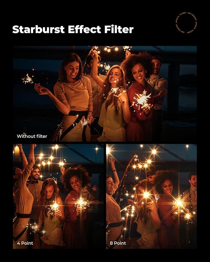 K&F CONCEPT 52mm Variable Star Filter Cross Screen Starburst Filter 4, 8 Points - Image 5