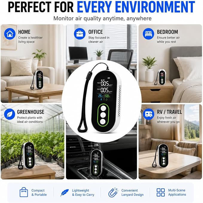 Portable PM2.5 PM10 Air Quality Monitor, Indoor Air Quality Detector - Image 8