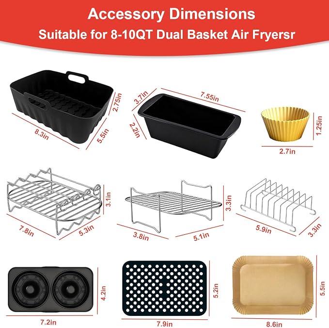 Dual Air Fryer Accessories, Reusable Compatible - Image 8