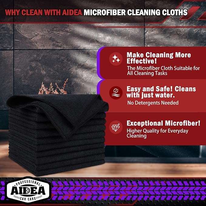 AIDEA Microfiber Cleaning Cloth Black, Microfiber Towels - Image 2
