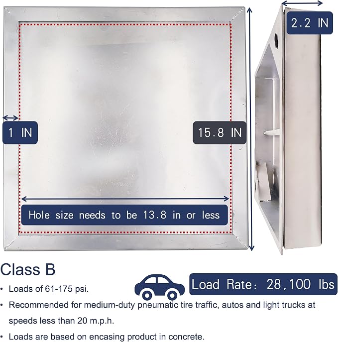 16x16 Invisible Stainless Steel Manhole Cover and Frame - Image 2