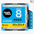 Simply 20x20x4 Air Filter, MERV 8, 6 Pack, Furnace Air Filter by SimplyFilters