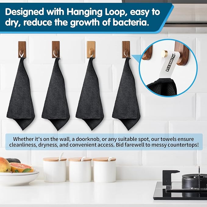 FIXSMITH Black Microfiber Cleaning Cloth -Pack of 12, Highly Absorbent Cleaning - Image 7