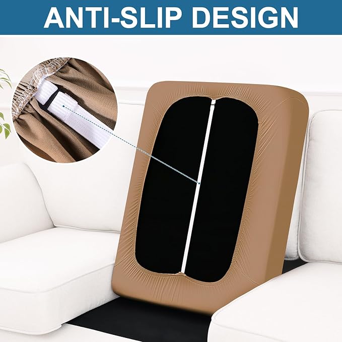 Smiry Printed Couch Cushion Covers, Stretch Soft Couch Covers for Sofa, Washable Non-Slip Sofa Slipcover Furniture Protector for Indoor and Outdoor (Large, Camel)