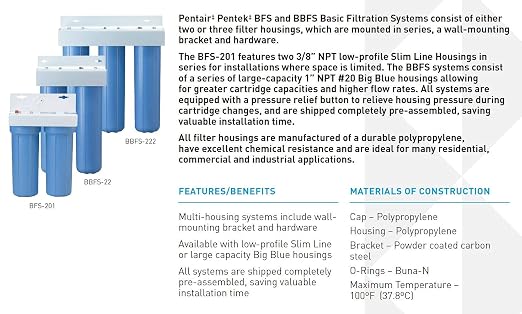 Pentair Pentek BBFS-222 Big Blue Three-Housing Filtration System, Holds 20" x - Image 4