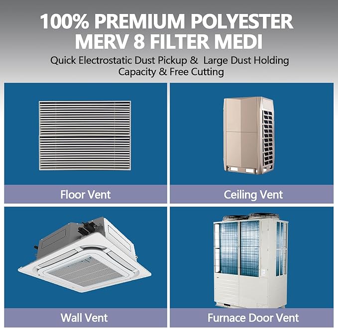 20" x 100" Cut to Size Air Filter Material, MERV 8 Triple Air Vent Filters - Image 5
