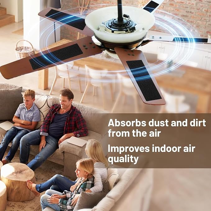 10Pcs Ceiling Fan Blade Filters, Self Adhesive Coconut Carbon Air Purifier Pads - Image 4