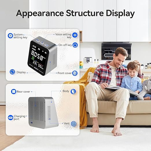 4-in-1 Indoor Air Quality Monitor, HCHO PM2.5 Detector, Formaldehyde - Image 7