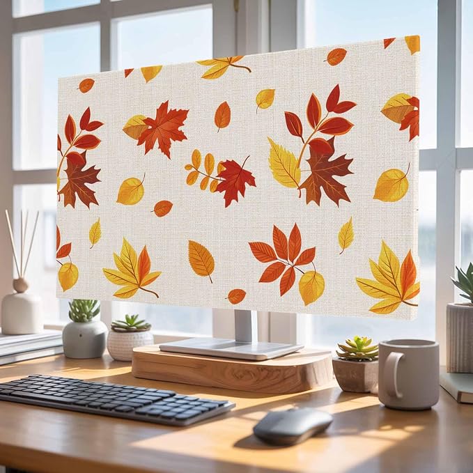Autumn Orange Maple Leaves Falling Indoor TV Cover, Elastic TV Screen Protector by Unknown
