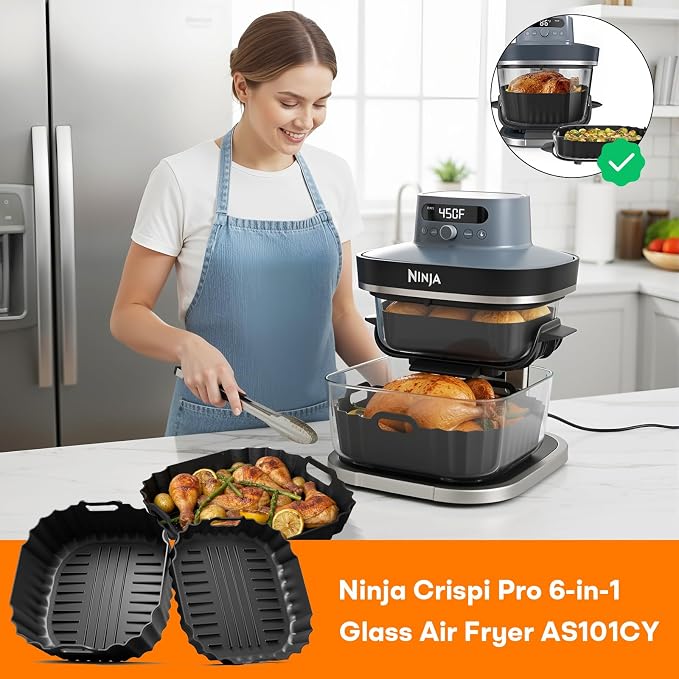 Silicone Air Fryer Liners 2 Pack, Reusable Non-Stick Square Liners Compatible - Image 6