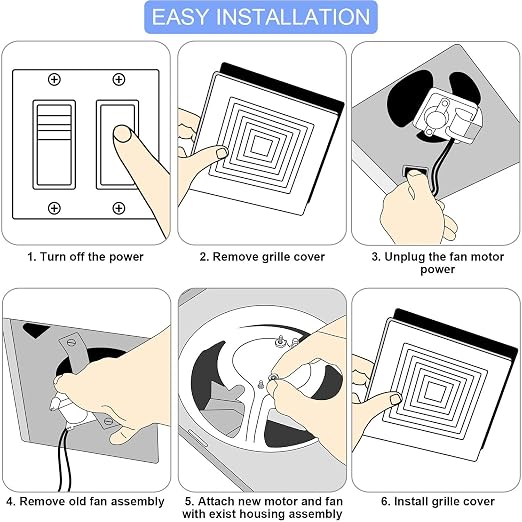 Bathroom Vent Exhaust Fan Motor, 50CFM 120V Replacement Electric Motors Kit - Image 5