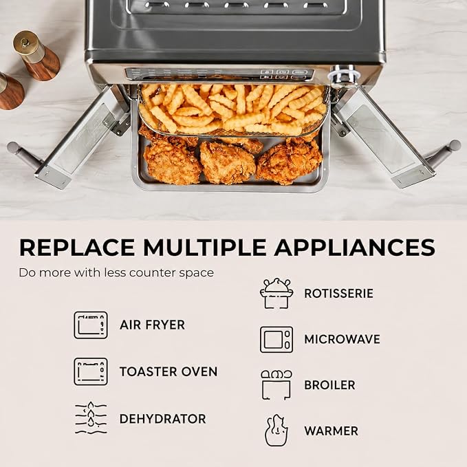 Emeril Lagasse Extra Large French Door Air Fryer Toaster Oven Combo, 24 Cooking - Image 4
