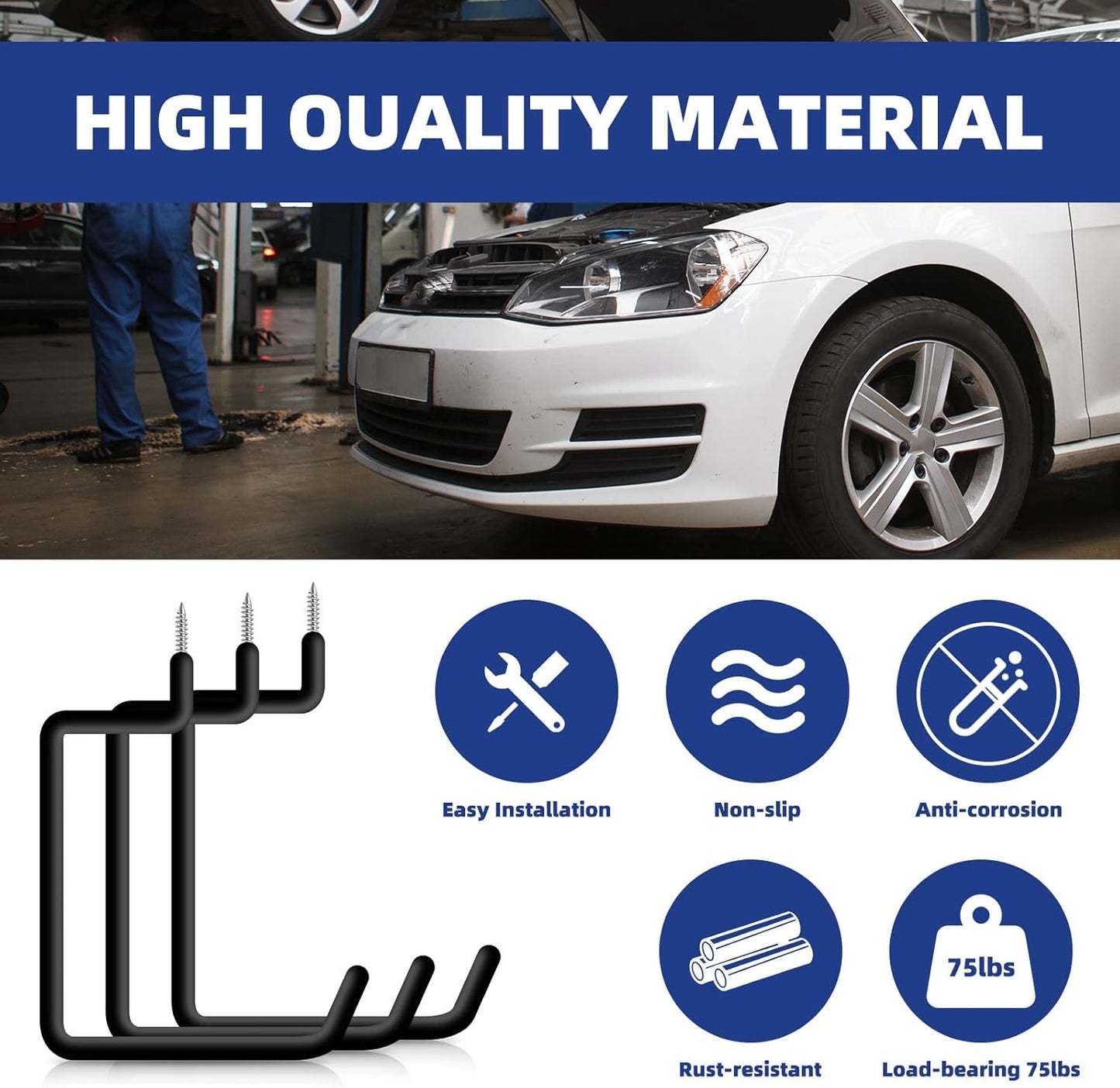 10 Pcs Ladder Hook Screw in Storage Hanger, Wall Mount Garage Storage Hooks Heavy Duty Shelf Organizer for Bike, Foldable Chair, Ladder