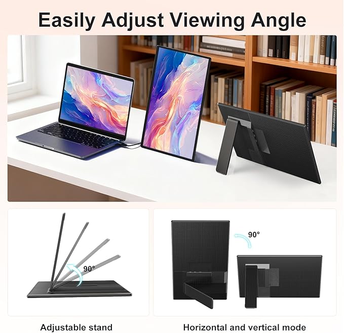 Portable Monitor 16" 1200P FHD Laptop Screen Extender, Horizontal Vertical - Image 4