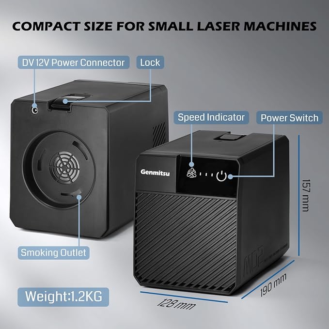 Genmitsu Smoke Purifier for Kiosk Kortek Laser Cutter, Portable Fume Extractor - Image 3
