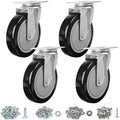Finnhomy 5 Inch Caster Wheels Set of 4 Heavy Duty Plate Swivel Casters by Finnhomy
