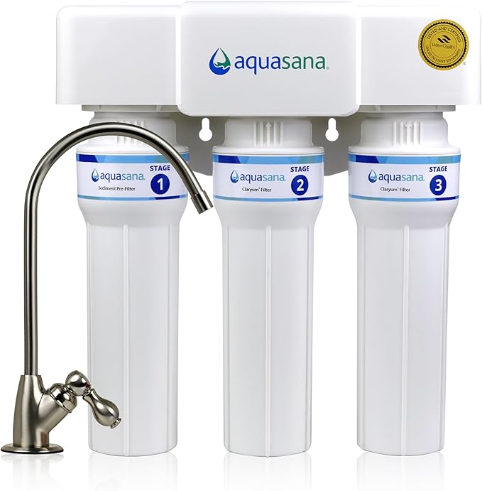 Aquasana Under Sink Water Filter | 3-Stage Max Flow Claryum Filtration | WQA by Aquasana