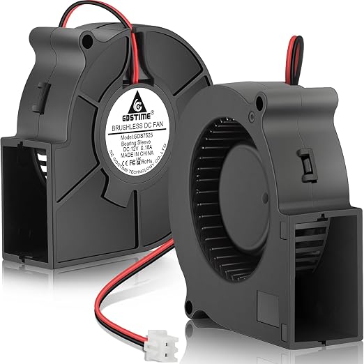 GDSTIME 75mm x 25mm Blower 12V, 7525 DC Brushless Turbo Cooling Fan 2-Pin 2-Pack by GDSTIME