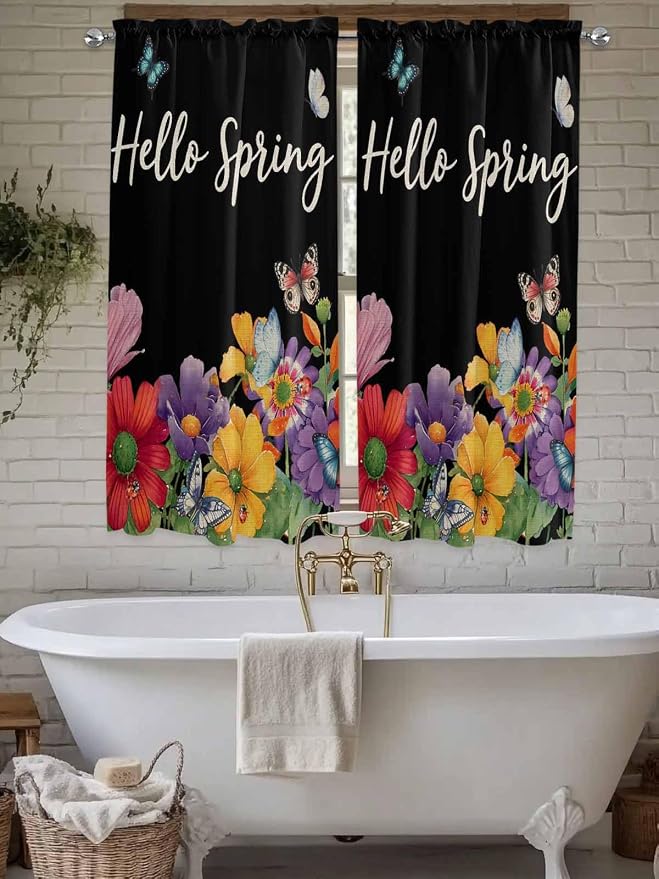 Spring Flowers Living Room Curtains 72 Inches length, Watercolor Country - Image 7
