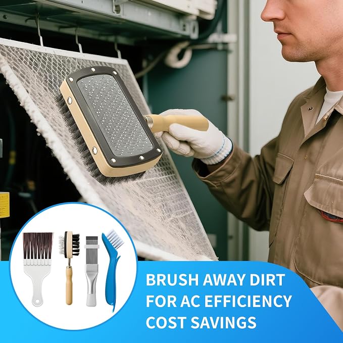 4Pcs AC Coil Cleaning Brush Set, Coil Cleaning Fin Brush - Image 5