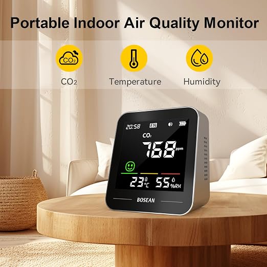 Air Quality Monitor Indoor, Portable CO2 Monitor Air Quality Tester - Image 3