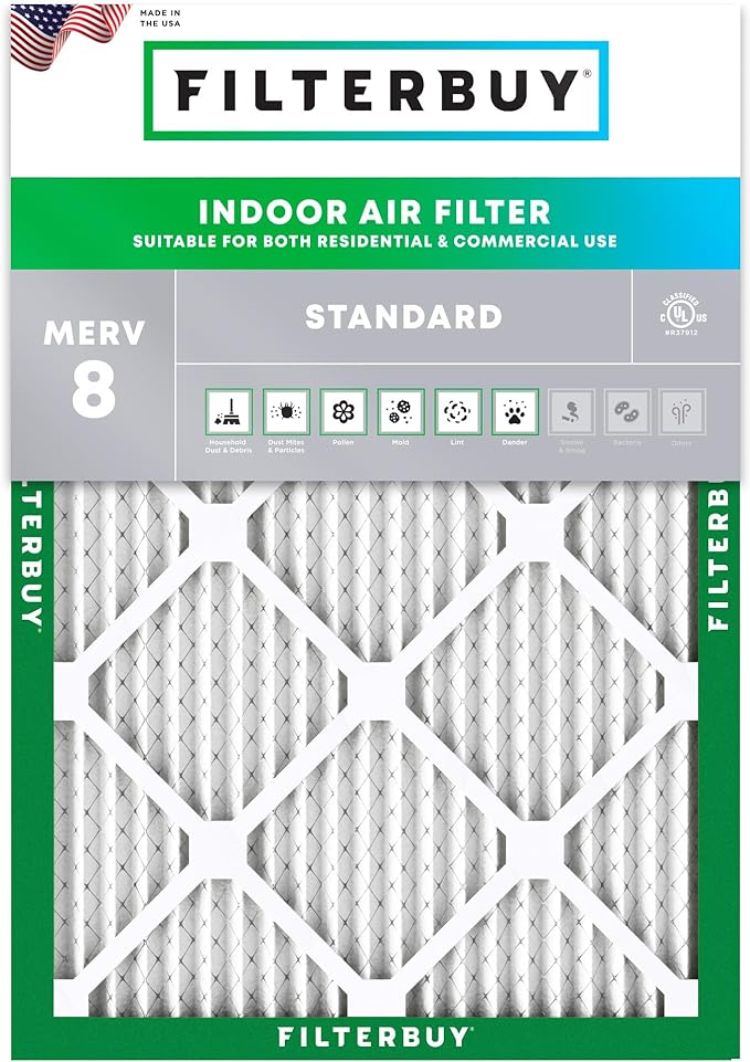 Filterbuy 18x25x1 Air Filter MERV 8 Essential Dust & Allergy Defense, by Filterbuy