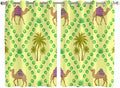 2 Panel Kitchen Cafe Curtains, Desert Sand Camels Sunlight Filtering Nature Air by Hokiten