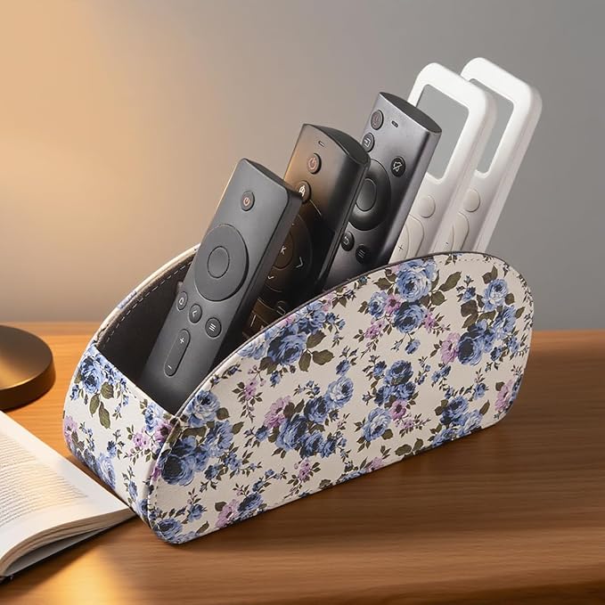 Remote Control Holder with 5 Compartments, PU Leather Remote Holder Compatible - Image 6