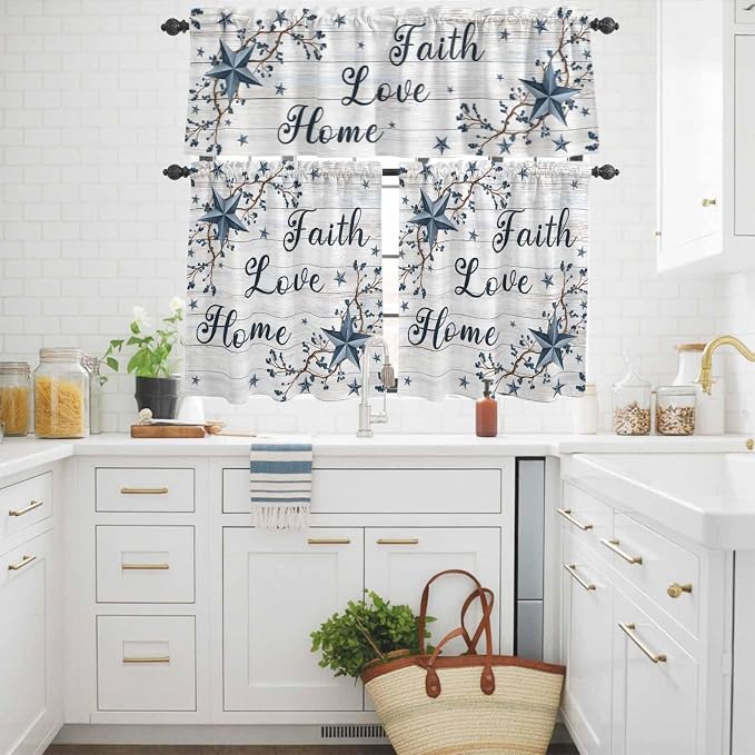 Farmhouse Kitchen Curtains Set 3 Piece - Image 3