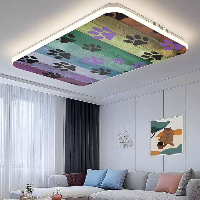 Yukro 2 Pack Fluorescent Light Covers Colorful Dog Paw Prints on The Board - Image 2