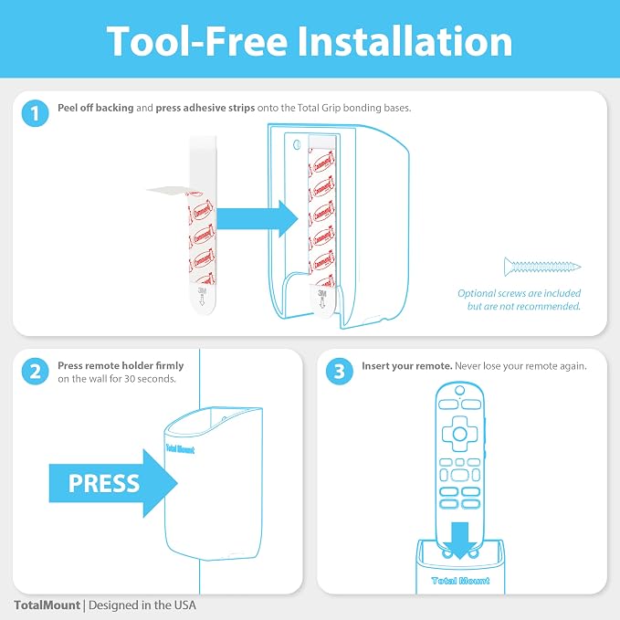 TotalMount Hole-Free Remote Holders – Eliminate Need to Drill Holes in Your Wall - Image 8