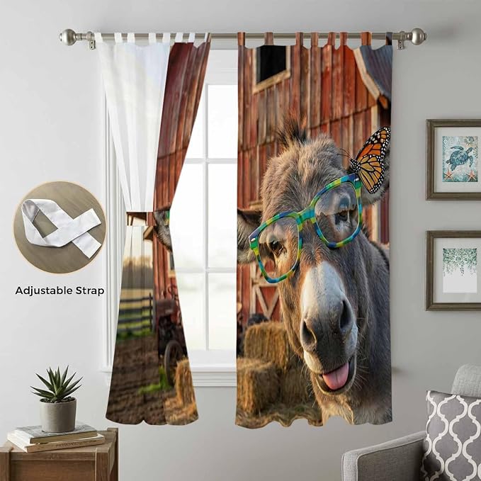 Farm Donkeys Living Room Curtains 84 Inch Length, Window Curtains Tab Top - Image 5