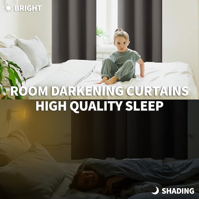BGment Blackout Curtains for Bedroom - Grommet Thermal Insulated Room Darkening Curtains for Living Room, Set of 2 Panels (70 x 63 Inch, Grey)