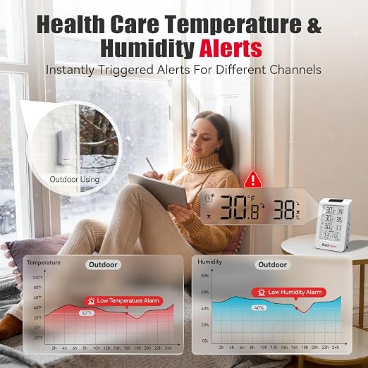 BaldrTherm Indoor Outdoor Thermometer Wireless, Temperature Humidity Monitor - Image 4