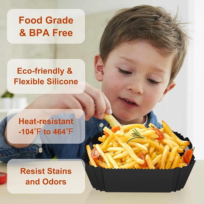 2 Pack Silicone Air Fryer Liners Reusable, 7.1 Inch Airfryer Liner 4-7 QT - Image 4