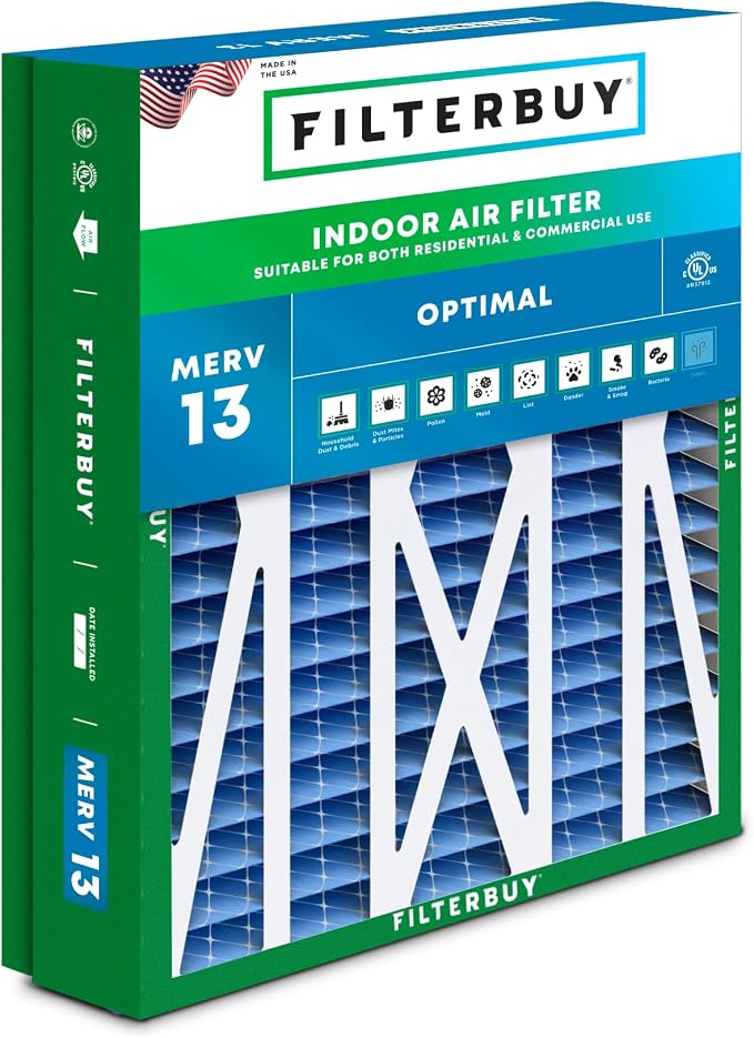 Filterbuy 21x27x5 Air Filter MERV 13 Optimal Smoke & Allergy Defense, Pleated by Filterbuy
