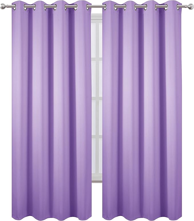 LEMOMO Lilac Blackout Curtains 52 x 84 inch/Lavender Curtains Set of 2 Panels/Thermal Insulated Room Darkening Bedroom Curtains