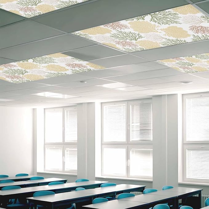 Fluorescent Light Covers for Ceiling Lights Nautical Coastal Ocean Coral - Image 2