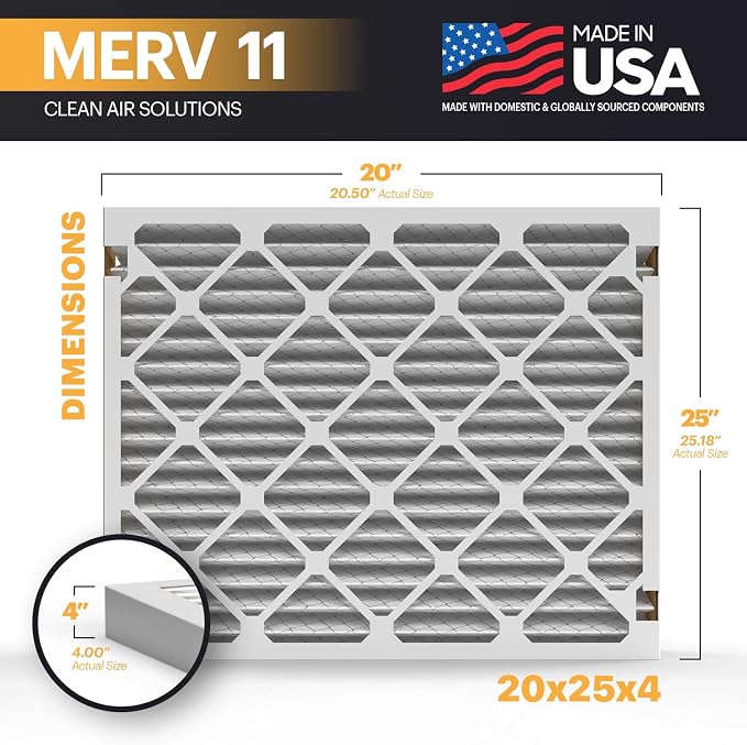 BNX TruFilter 20x25x4 Air Filter MERV 11 MADE IN USA Furnace Filters HVAC AC - Image 2