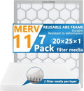 20x25x1 MERV 11 Air Filter, AC Furnace Air Filter, Reusable ABS Plastic Frame by OlitAir