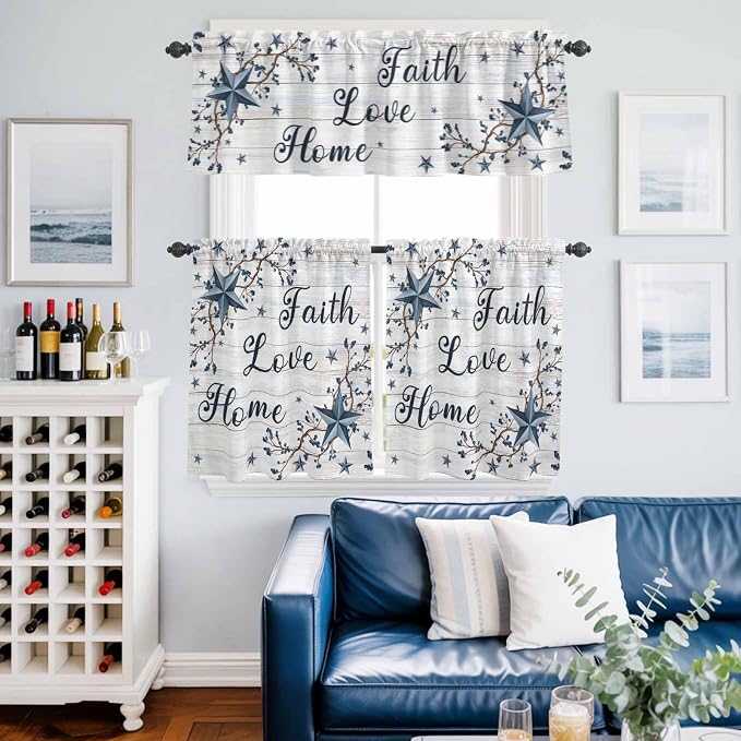 Farmhouse Kitchen Curtains Set 3 Piece - Image 2